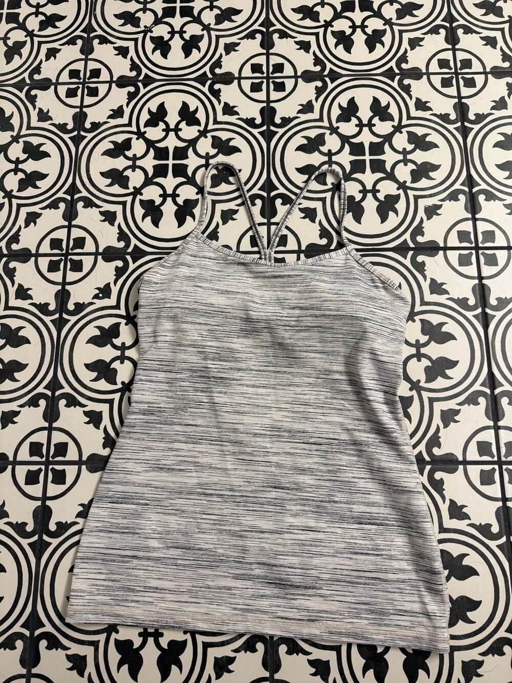 Lululemon Power Y Tank Top Space Dye Gray Athletic Yoga Sportswear Pilates Top